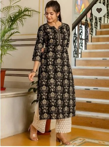 ₹249 | Black Printed Straight Kurta for Women – Stylish Everyday Deal