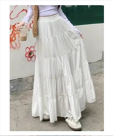 Women Solid Gathered White Skirt