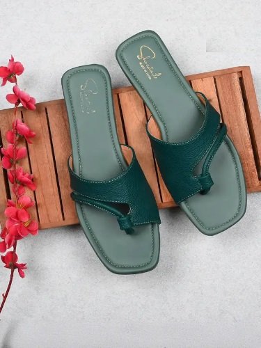 Women Flats Sandal (Green , 6)