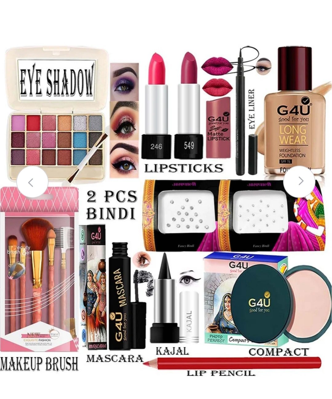 ₹354 Only – G4U 16-Piece Complete Makeup Kit for Women (76% OFF)