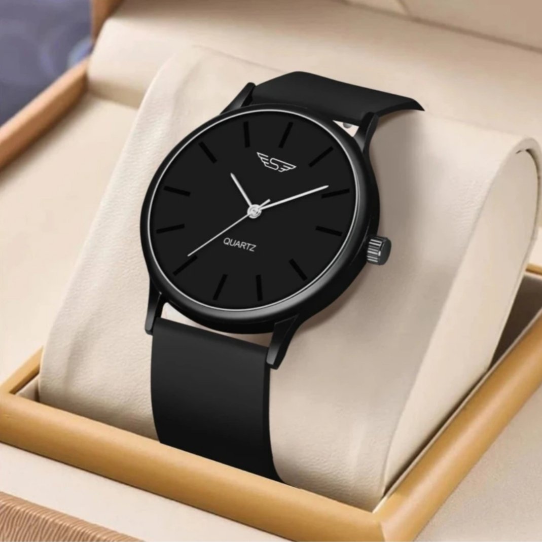 ₹170 | Shivark Black Silicone Strap Men’s Analog Watch – Sporty Casual Deal