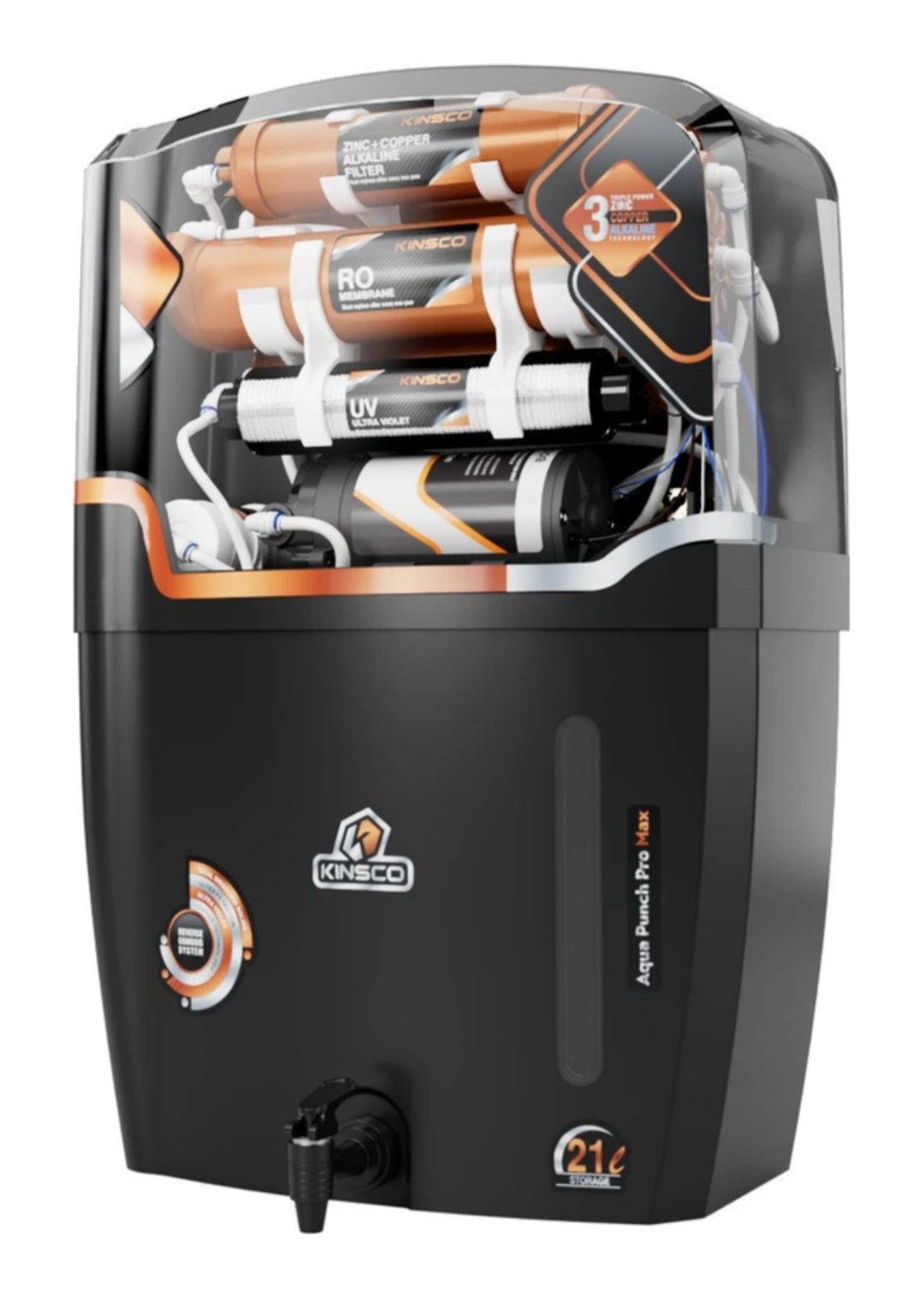 ₹4,854 Kinsco Aqua Punch Pro Max 21L RO Water Purifier | Copper, UV+UF+TDS | 76% OFF