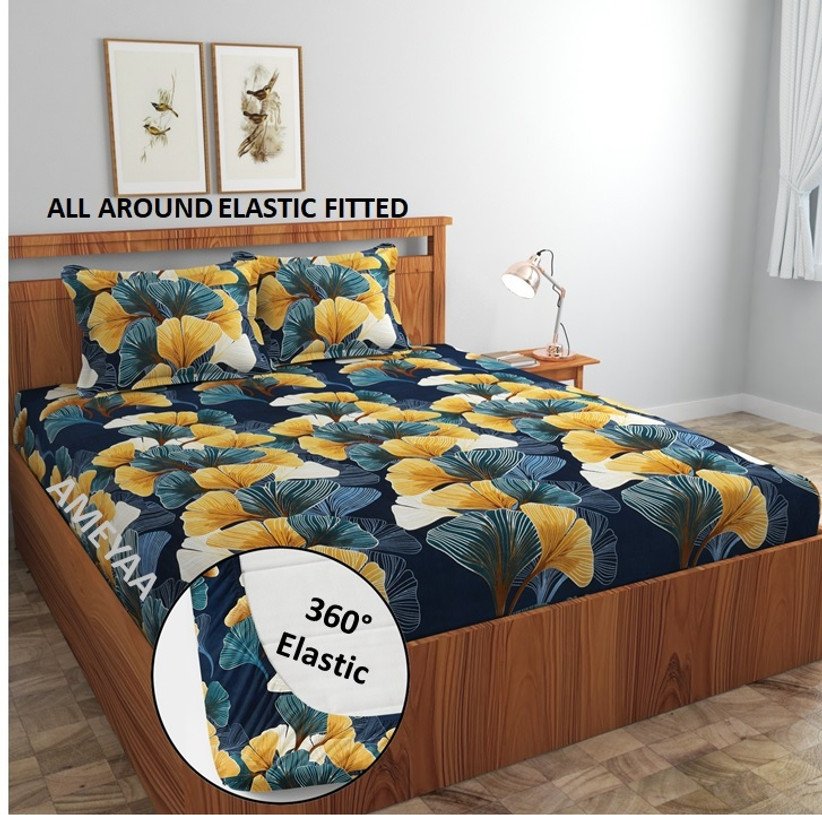 Ameyaa Elastic Fitted Bedsheet Set for Comfortable Daily Bedroom Use