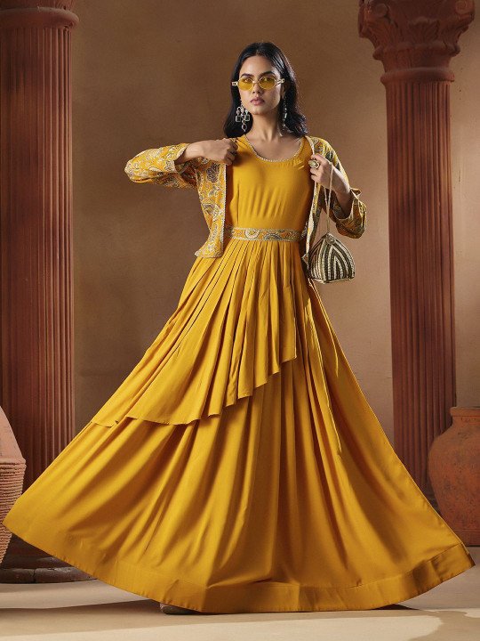 Madhuram Flared A-Line Gown for Elegant Party Plus Festive Wear