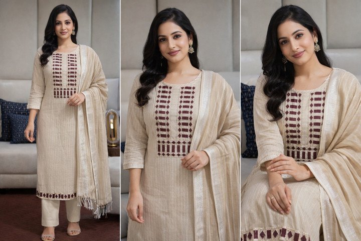 M Textile Kurti Pant Dupatta Set for Everyday Festive Ethnic Wear
