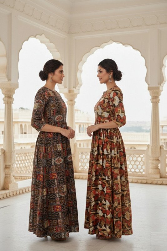 Kremiza Brown Orange Maxi Dress at ₹591 for Stylish Everyday Looks