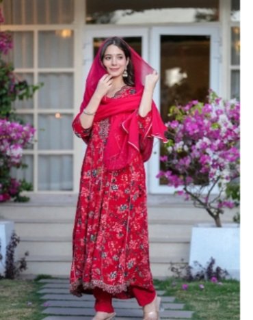 TOULIN Women Kurta Palazzo and Dupatta Set for Festive Wear