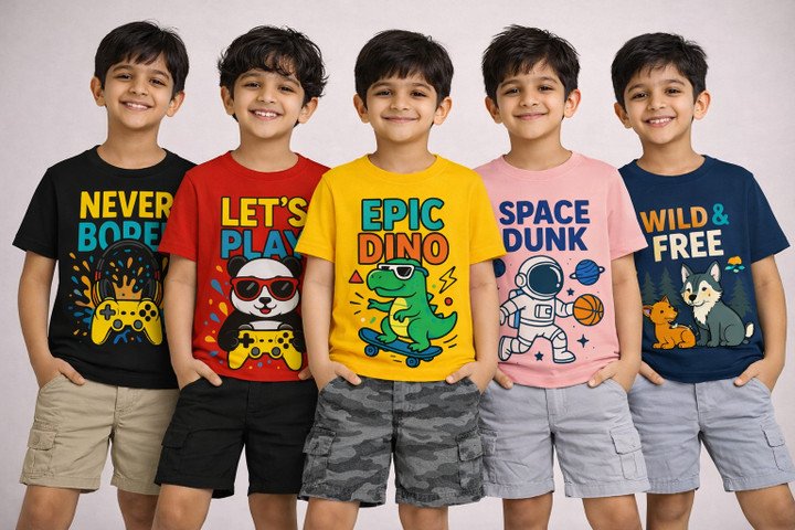 Cute Trend Boys Printed Pure Cotton T-Shirt at ₹319 | Casual Kids Wear