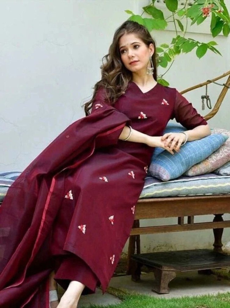 DD’S CREATION Ethnic Top Pant and Dupatta Set for Women