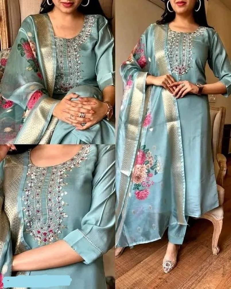 PRAVAGH CREATION Embroidered Kurta Churidar Dupatta Set Women