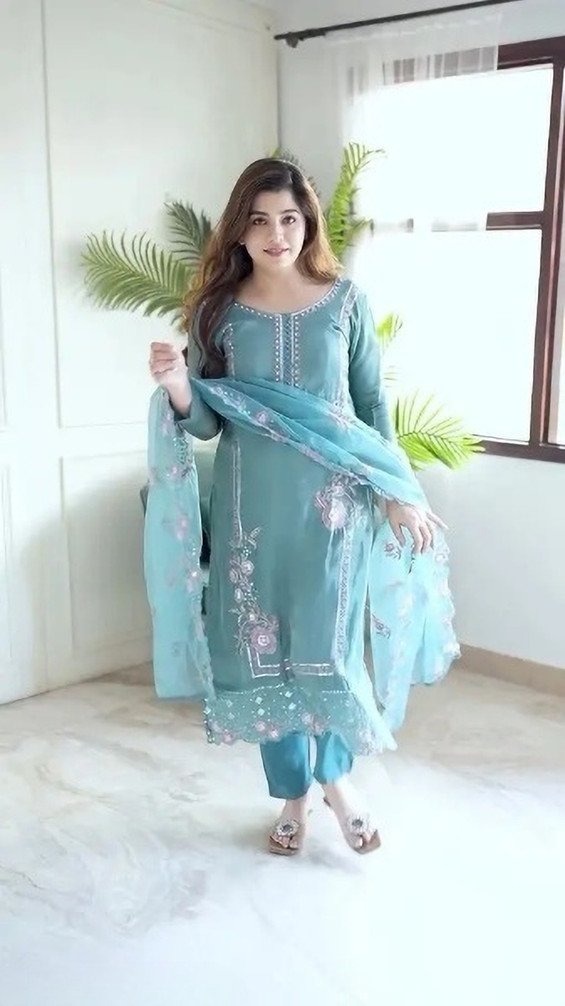 NIVATEXSURAT Embroidered Kurta Pant Dupatta Set for Women