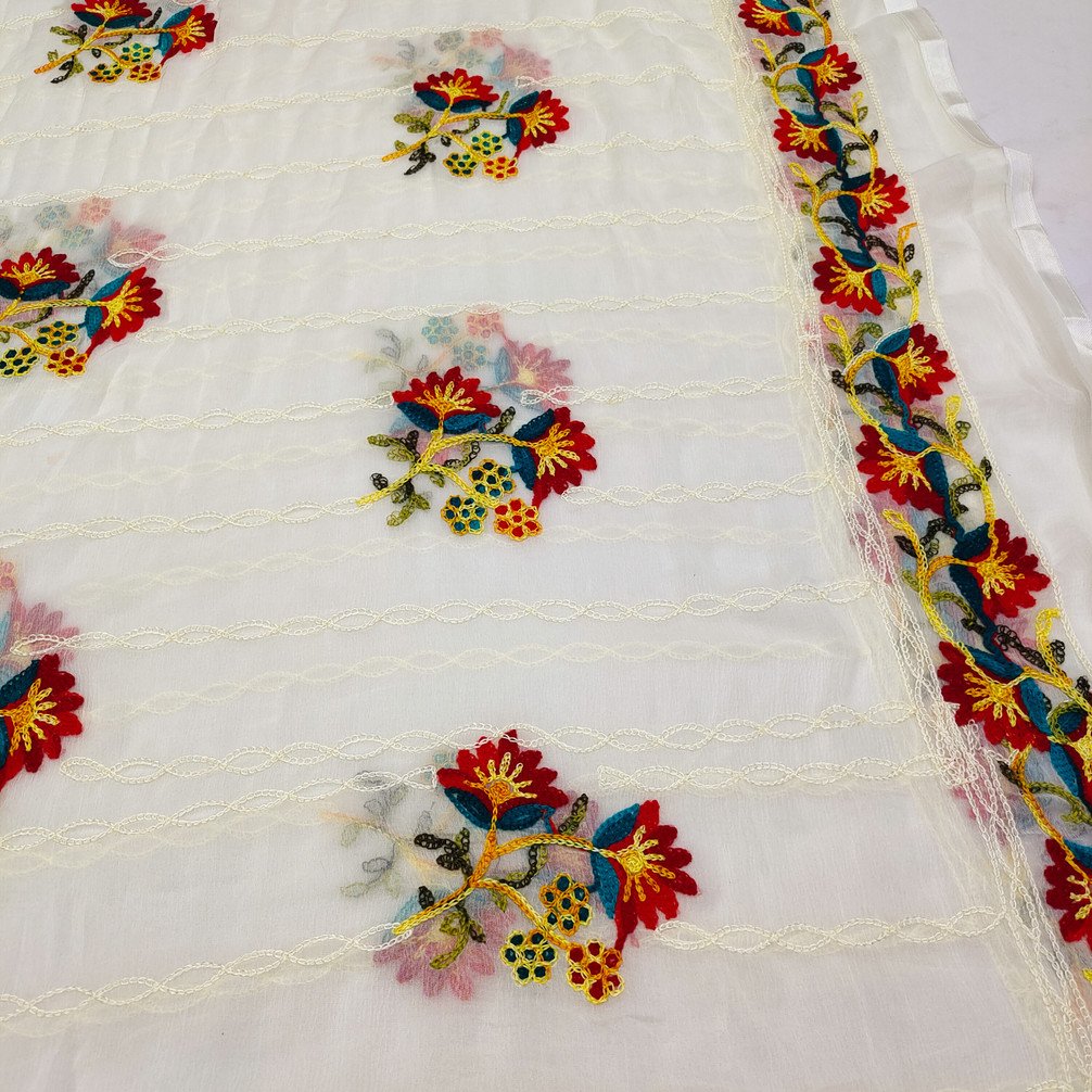 Cotton Blend Embroidered Salwar Suit Material for Women