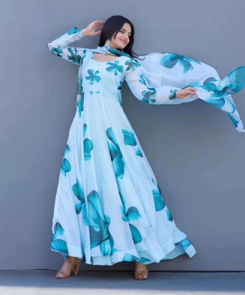 MITVAFASHION Floral Print Anarkali Kurta for Women Ethnic Styling