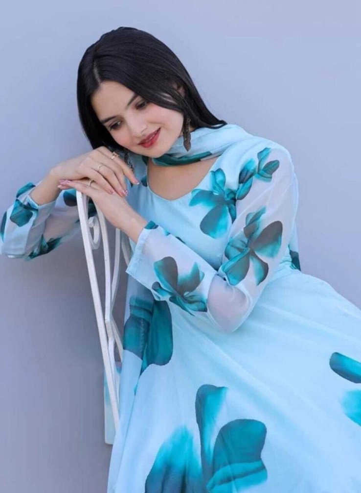MITVAFASHION Floral Print Anarkali Kurta for Women Ethnic Styling