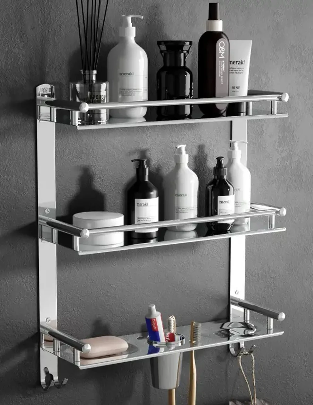 ₹819 Bathroom Shelf Set for Organized Modern Utility Storage