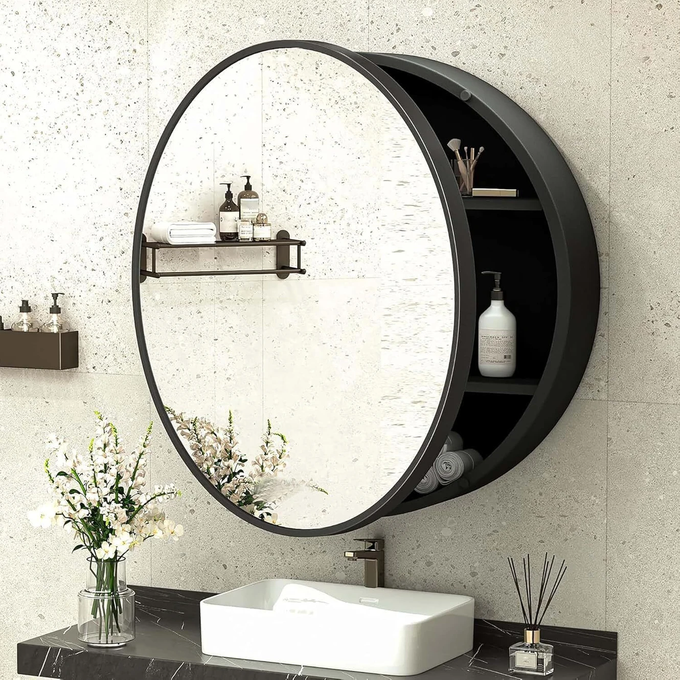 ₹1,568 Mirror Storage Cabinet for Modern Bathroom Organization