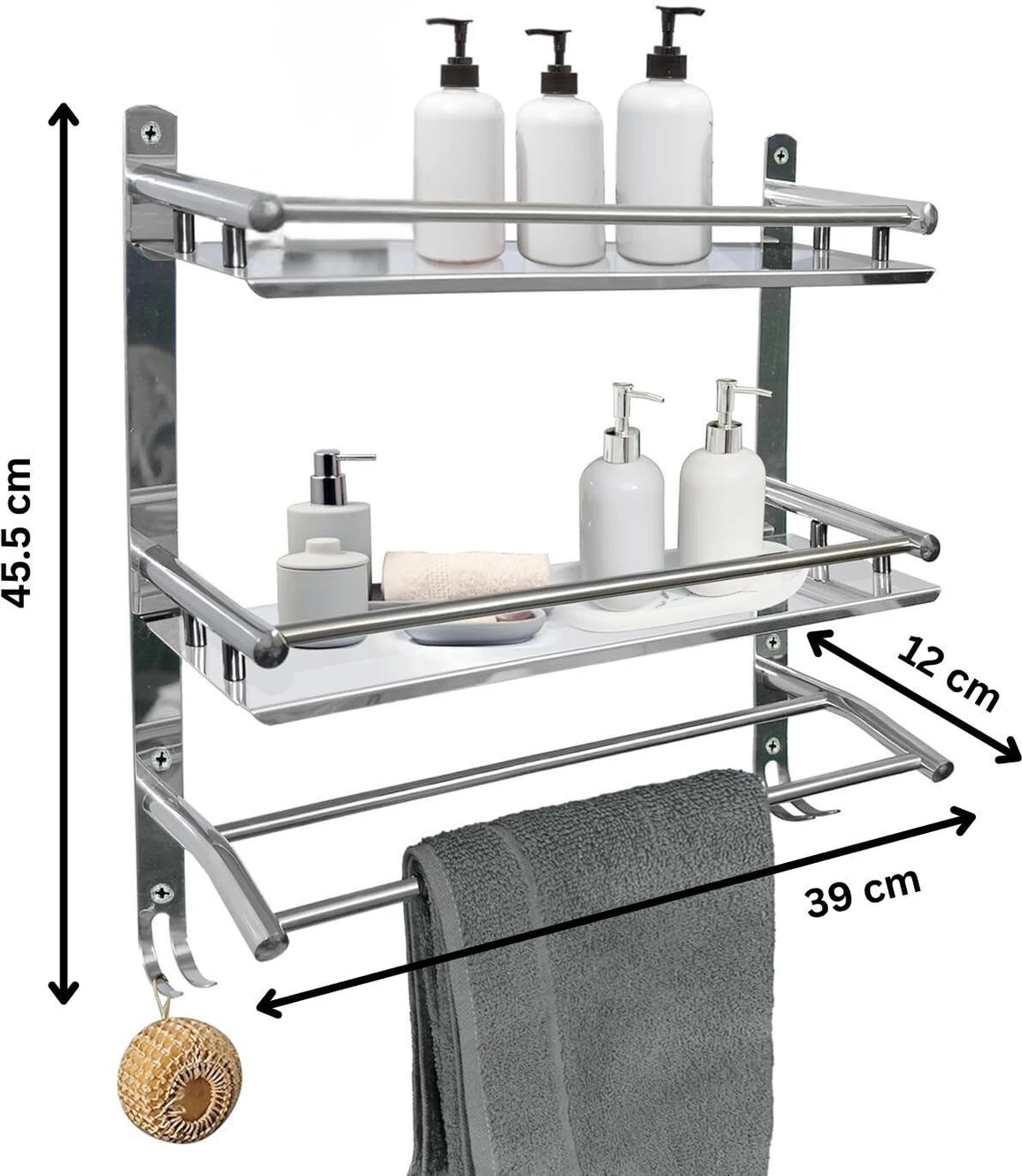 ₹751 Steel Wall Rack for Organized Kitchen Plus Bathroom Storage