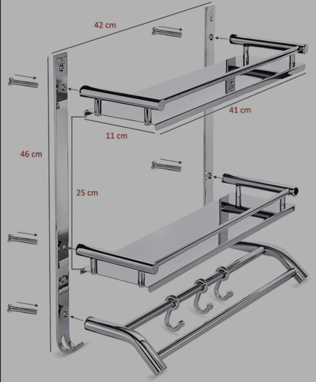₹751 Steel Wall Rack for Organized Kitchen Plus Bathroom Storage