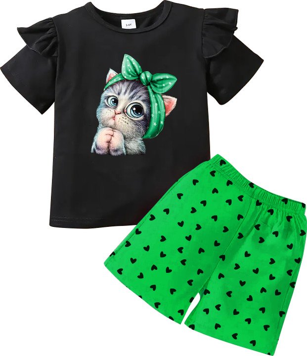 ₹248 Keesor Girls T-Shirt Shorts Set for Playful Summer Day Looks