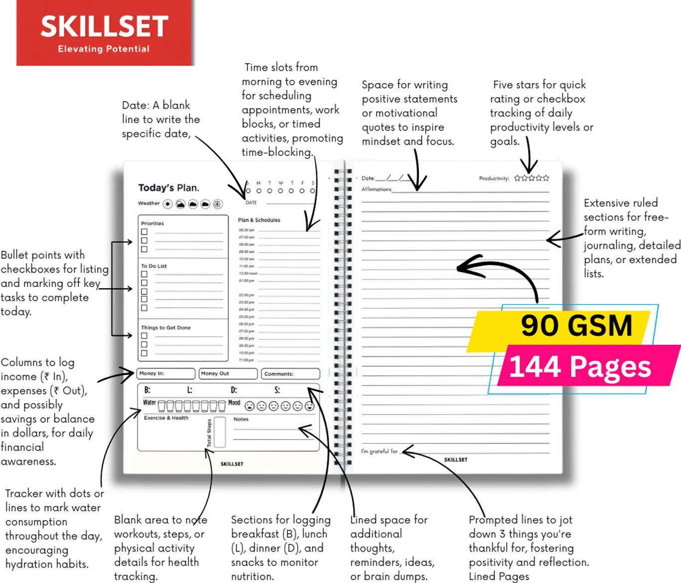₹207 SKILLSET Daily Journal Planner for Productive Study Days