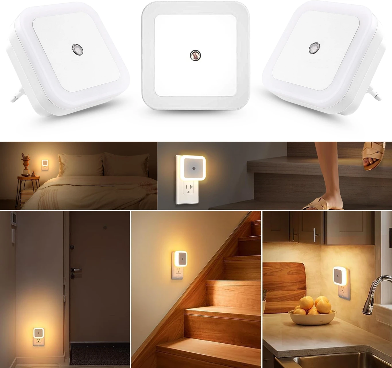 ₹345 Smart Sensor LED Night Lamps for Bedroom Plus Bedside Use