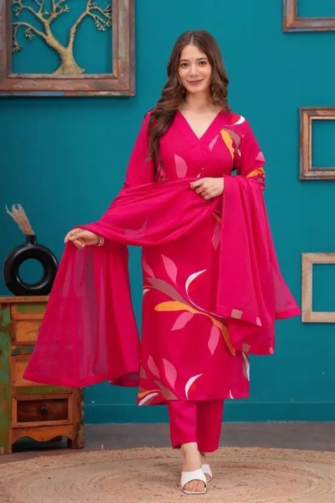 Vidusha Women Kurti Pant Dupatta Set for Festive and Daily Wear