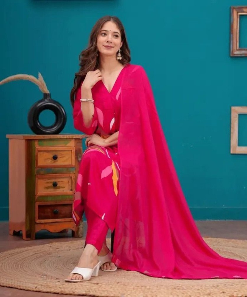 Vidusha Women Kurti Pant Dupatta Set for Festive and Daily Wear