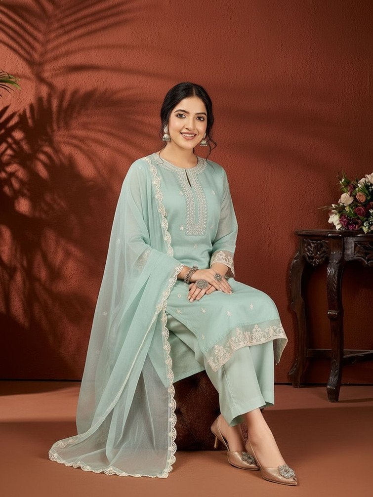 Avanshee Kurta Pant Dupatta Set for Women Festive and Family Events