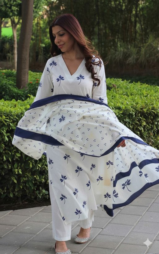 ₹439 Sangouri Kurti Pant Dupatta Set for Graceful Festive Wear Looks