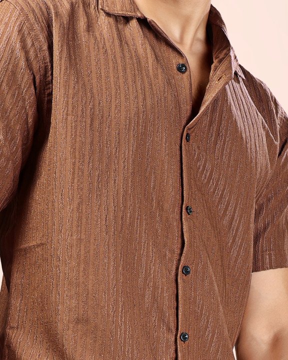 ₹424 Men’s Brown Striped Night Suit Set for Relaxed Everyday Comfort