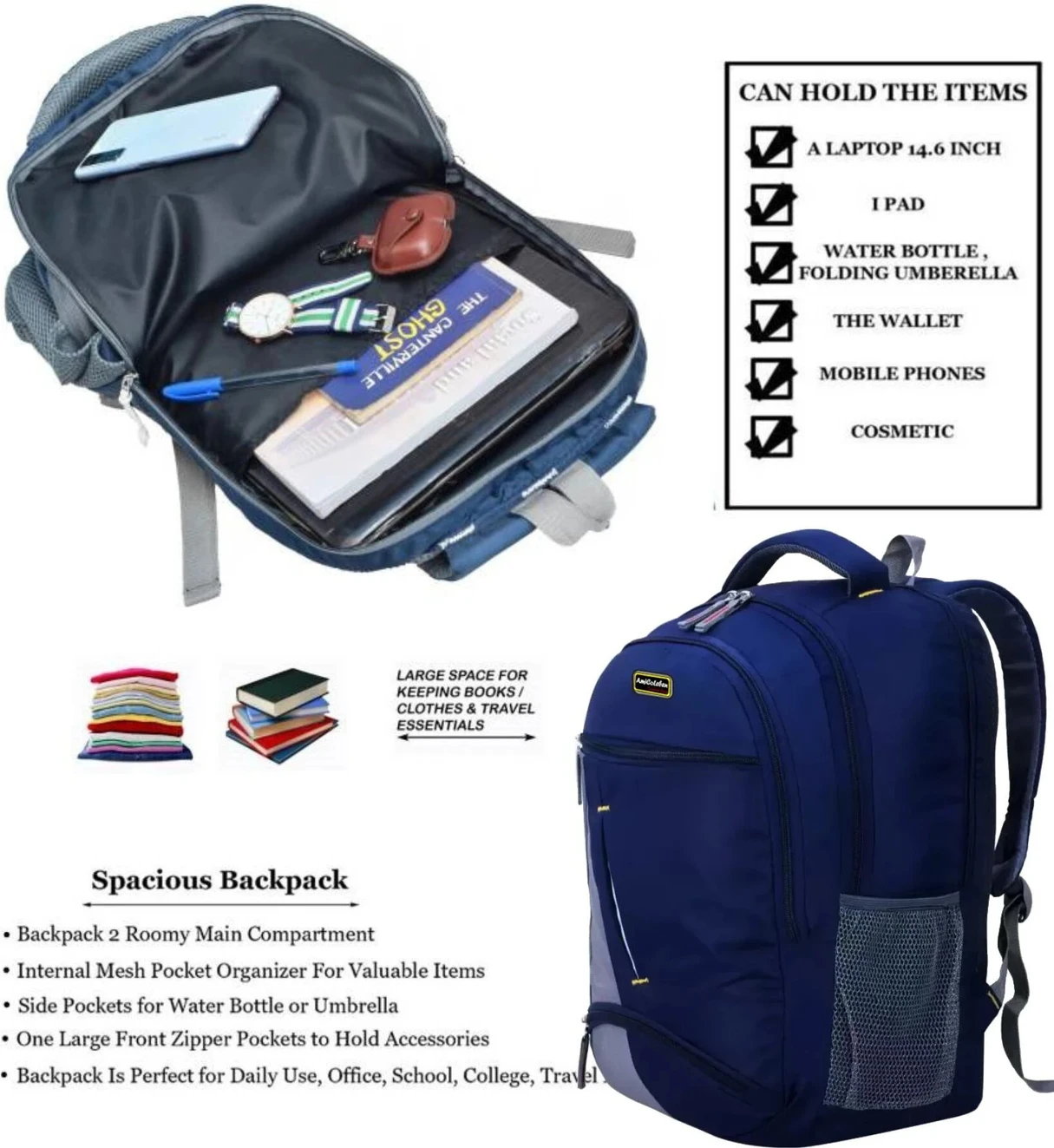 ₹325 32L Laptop Backpack with 5 Zipper Storage Compartments