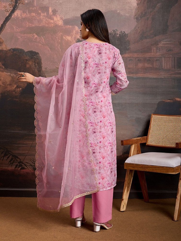 House of Pataudi Women Kurta Pant Dupatta Set for Festive Dressing