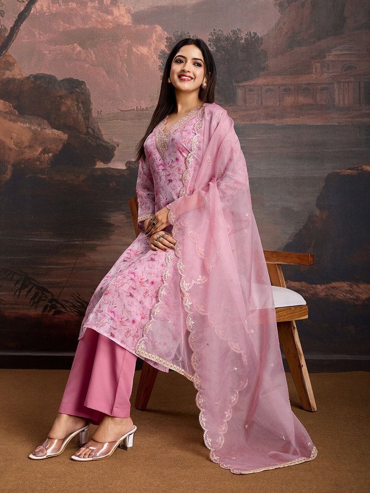 House of Pataudi Women Kurta Pant Dupatta Set for Festive Dressing