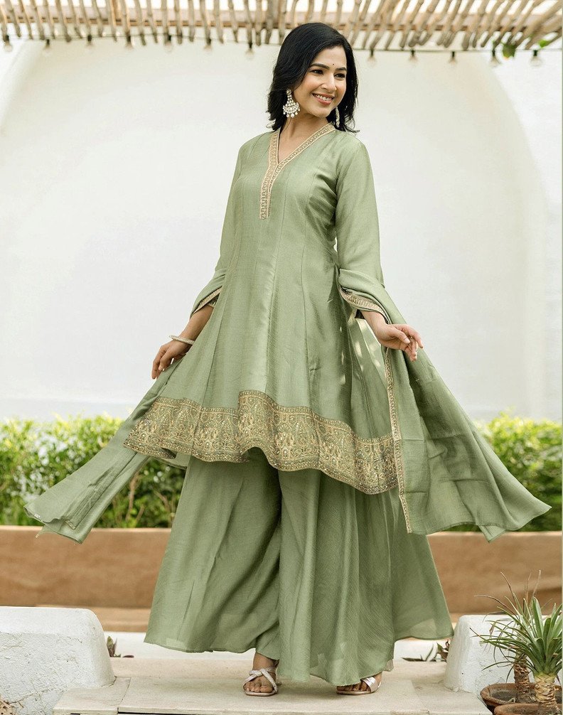 Skylee Kurta Sharara Dupatta Set for Women Festive and Wedding Wear