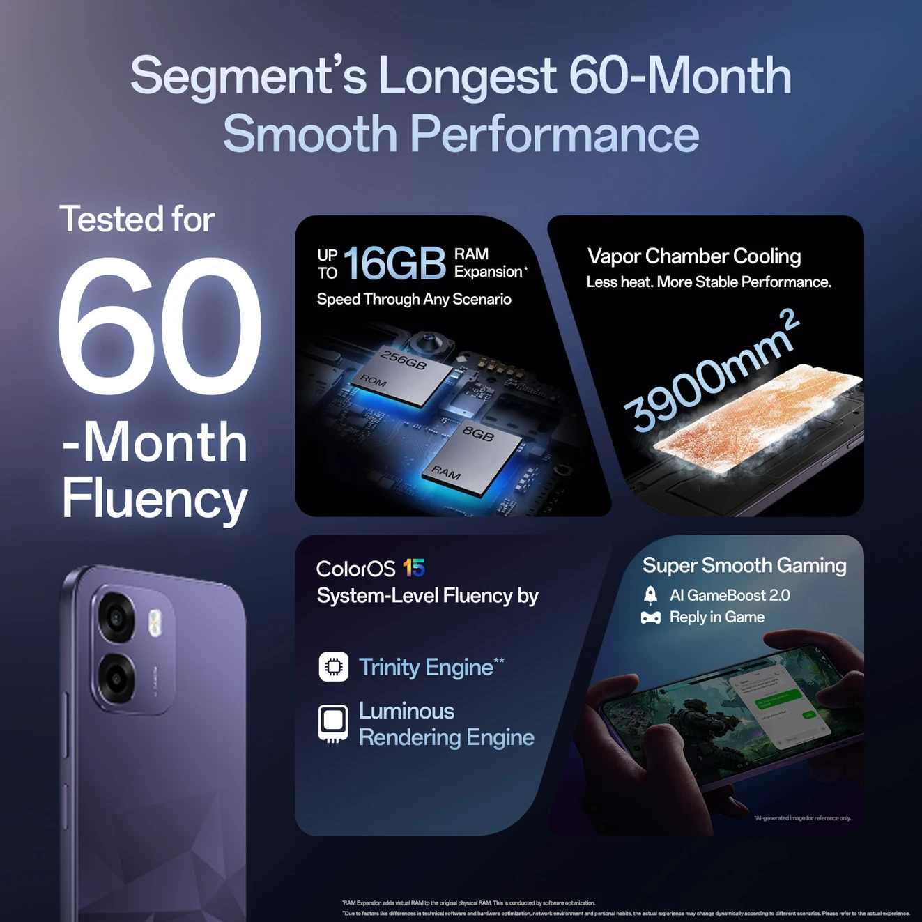 ₹23,999 OPPO K14 5G Prism Violet 256GB with Large Storage and 5G