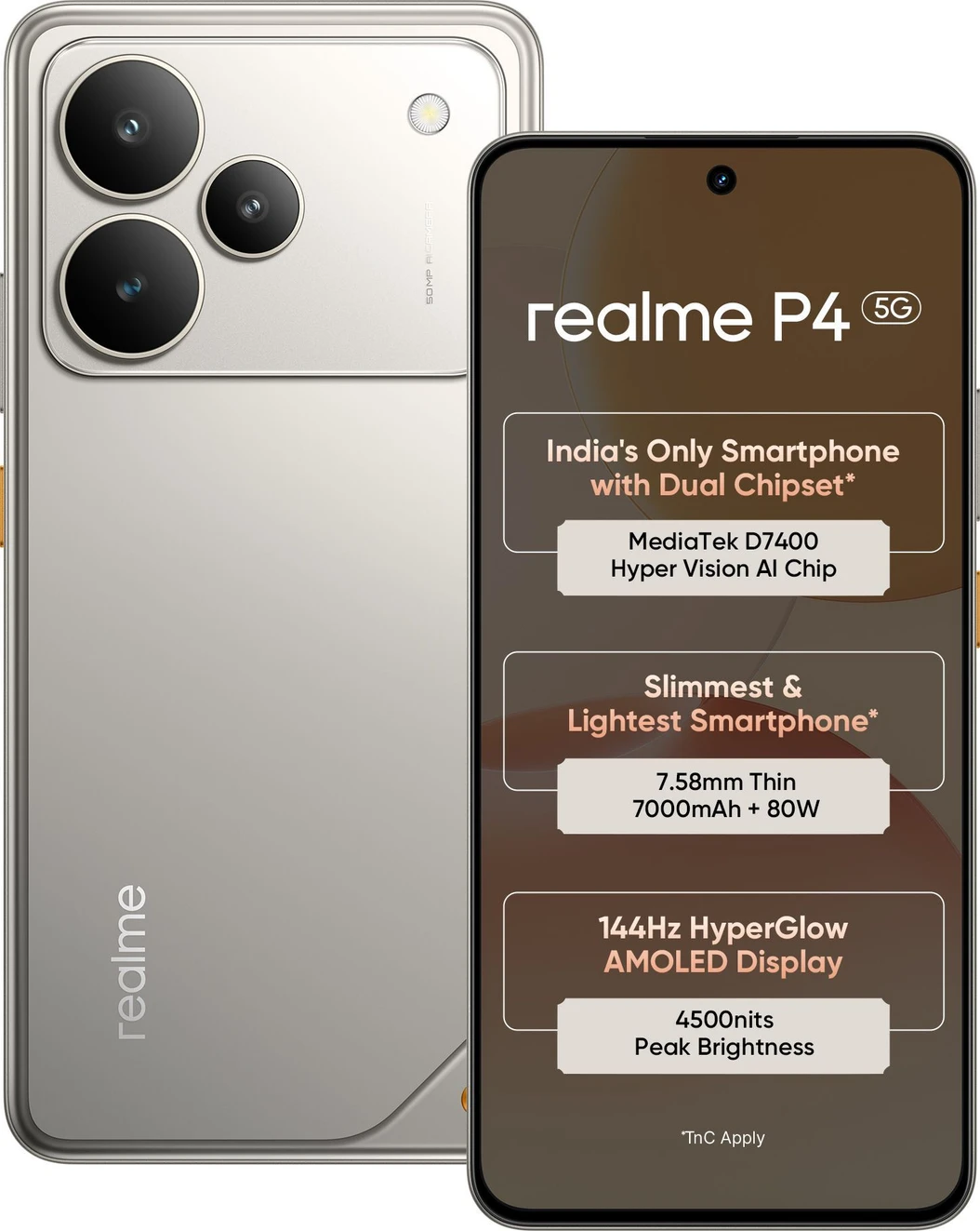₹22,999 realme P4 5G Steel Grey 128GB for Fast and Smooth Everyday Use