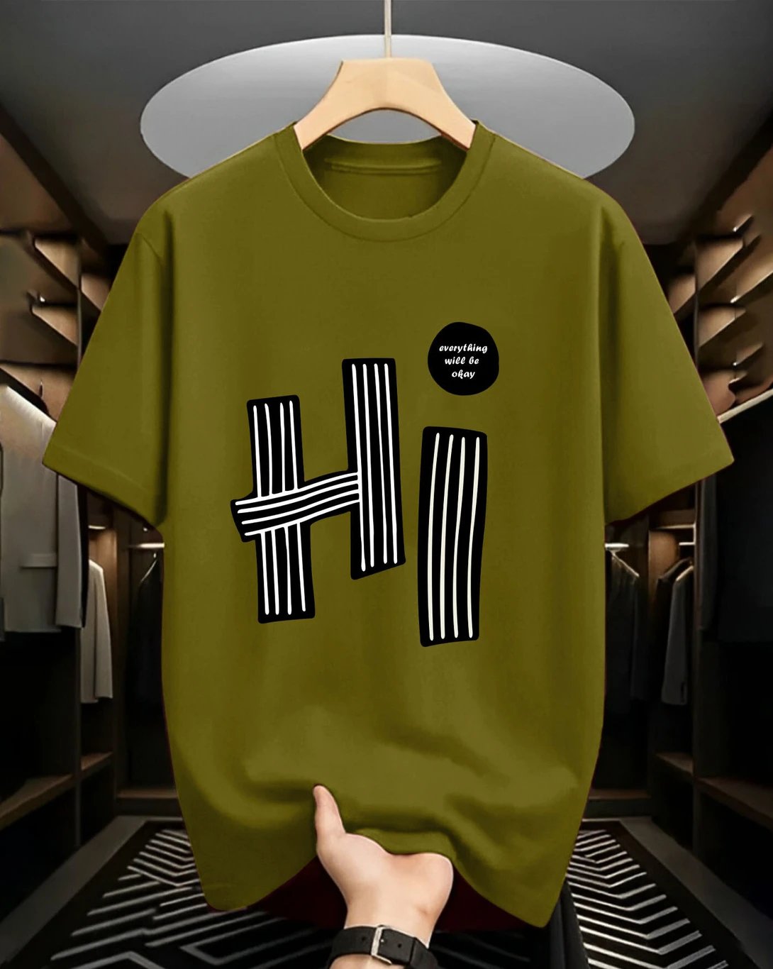 ₹298 Dark Green Printed Men & Round Neck T Shirt for Daily Style