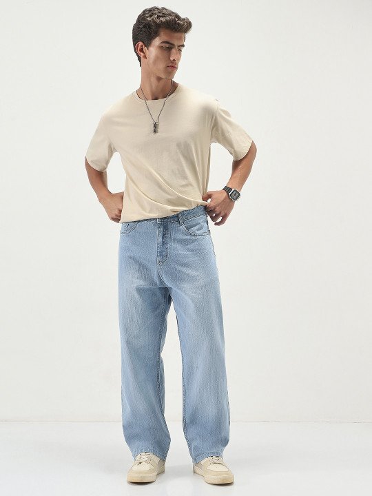 ₹899 Urbano Men Light Blue Loose Fit Jeans for Everyday Casual Style