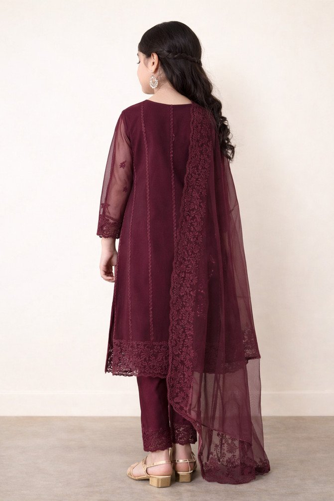 Pandurang Fab Girls Kurta Pyjama Dupatta Set for Festive and Party Wear