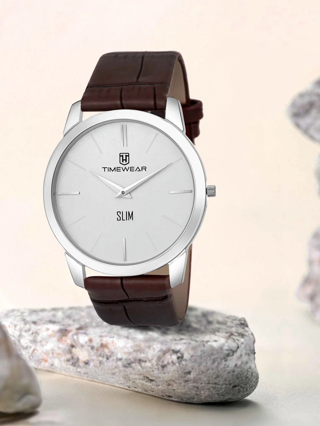 ₹301 Men & Brown Leather Strap Analog Watch with Slim Classic Design
