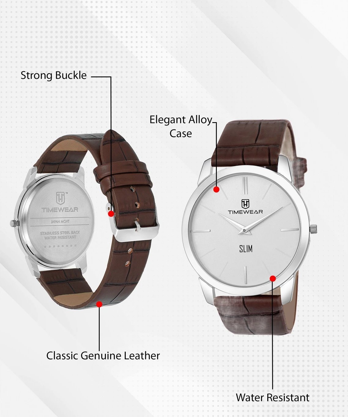 ₹301 Men & Brown Leather Strap Analog Watch with Slim Classic Design