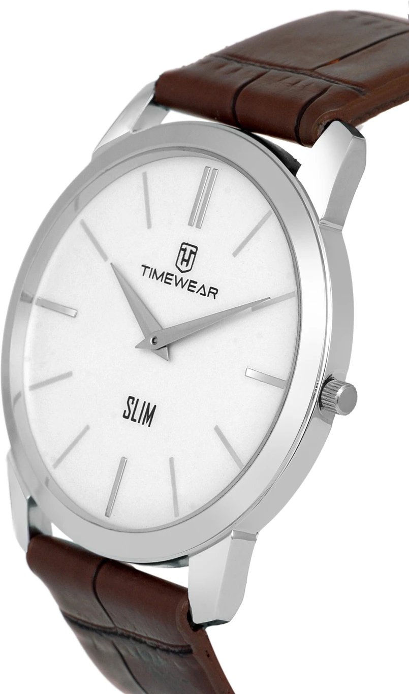 ₹301 Men & Brown Leather Strap Analog Watch with Slim Classic Design
