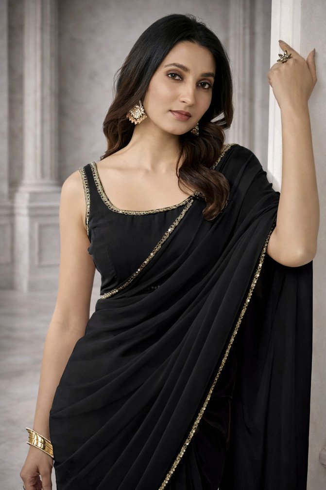 Maharaj Sarees Embellished Georgette Saree for Daily and Party Wear