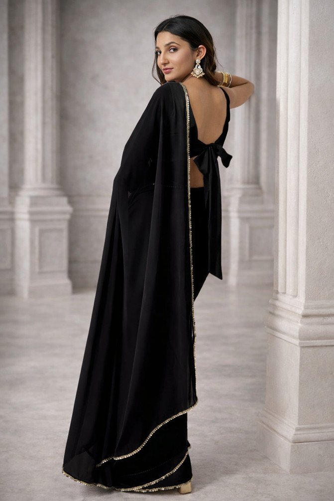 Maharaj Sarees Embellished Georgette Saree for Daily and Party Wear