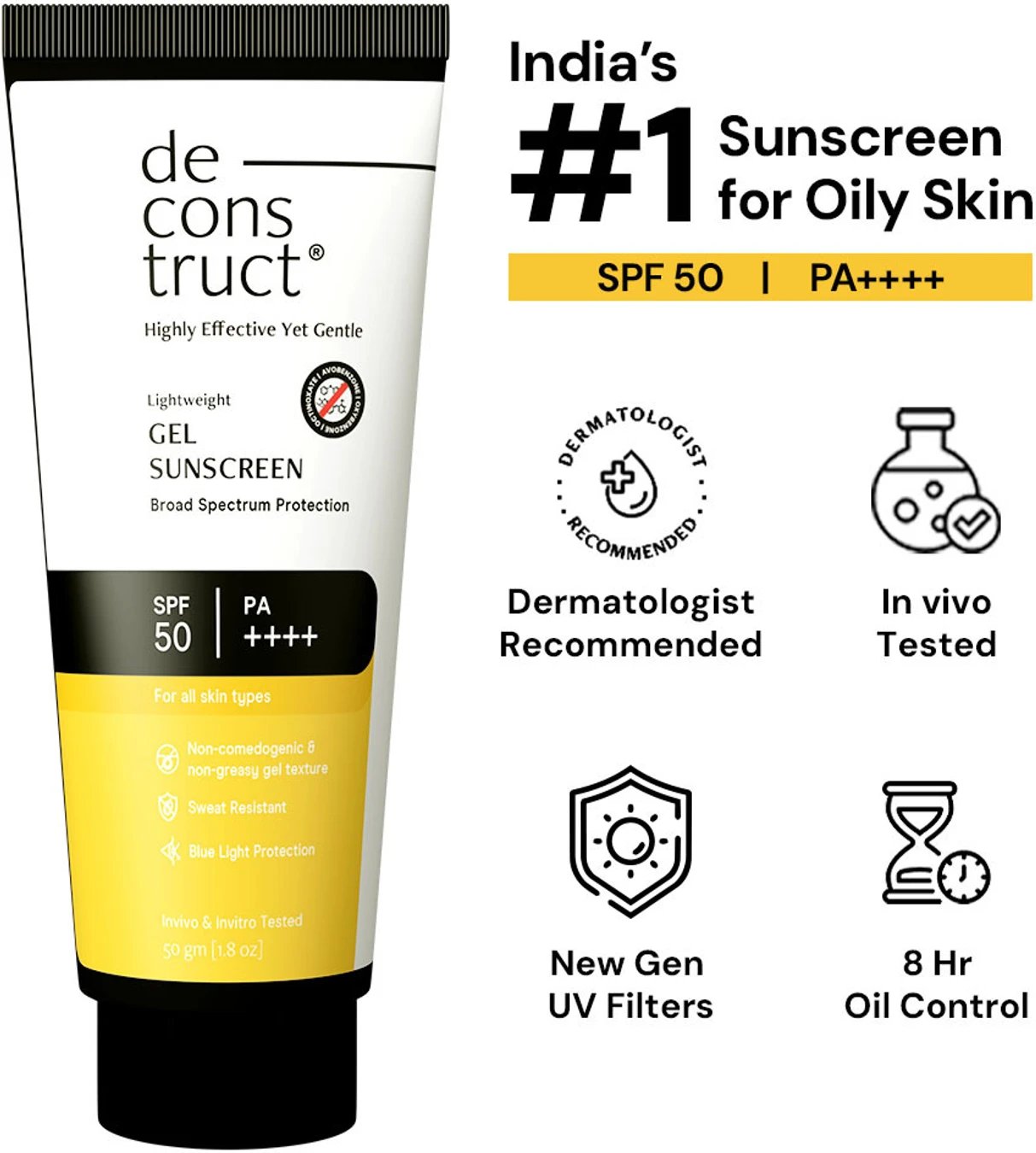 ₹332 Deconstruct SPF 50 PA+++ Sunscreen Gel for Lightweight Daily Protection