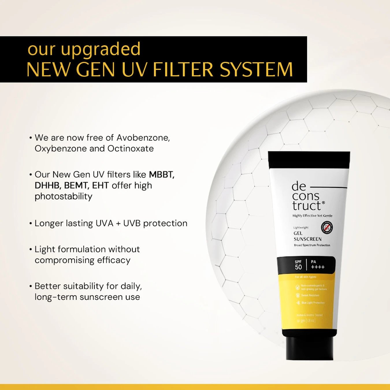 ₹332 Deconstruct SPF 50 PA+++ Sunscreen Gel for Lightweight Daily Protection