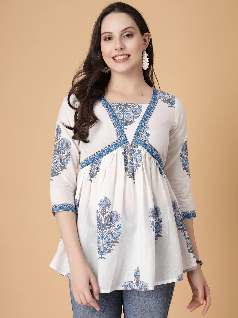 ₹324 Printed White Women & Casual Tunic Top for Everyday Comfort and Style