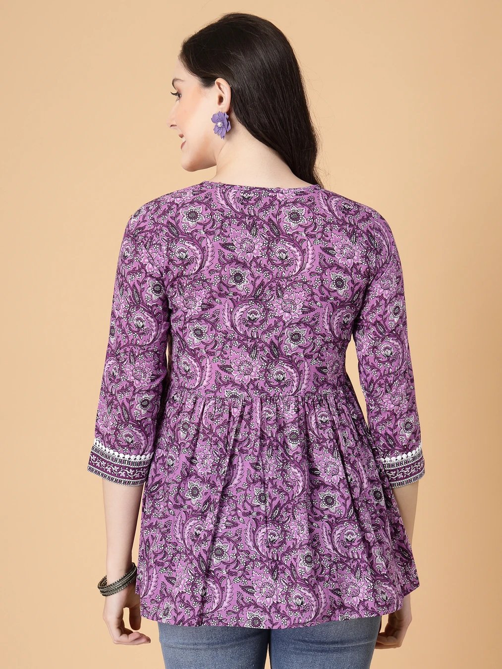 ₹330 Floral Print Women Purple White Top for Everyday Style Savings
