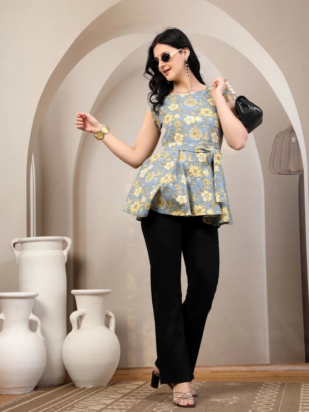 ₹382 Floral Print Women Light Blue Top for Everyday Style Savings (68 chars)