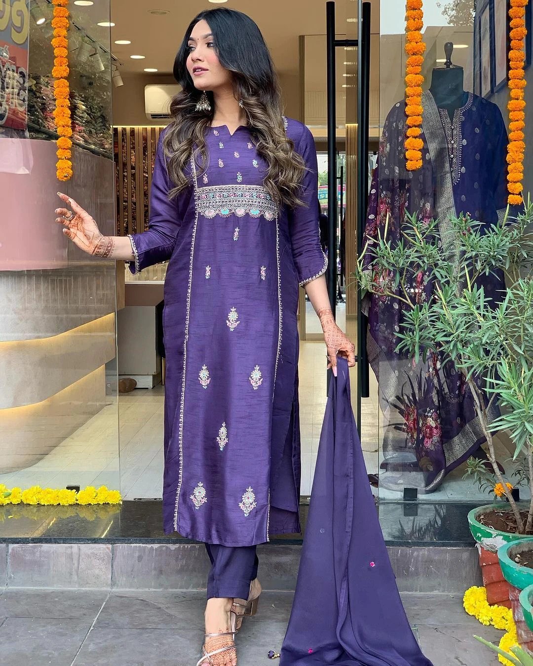 ₹486 Women Kurta Pant and Dupatta Set for Elegant Everyday and Festive Wear